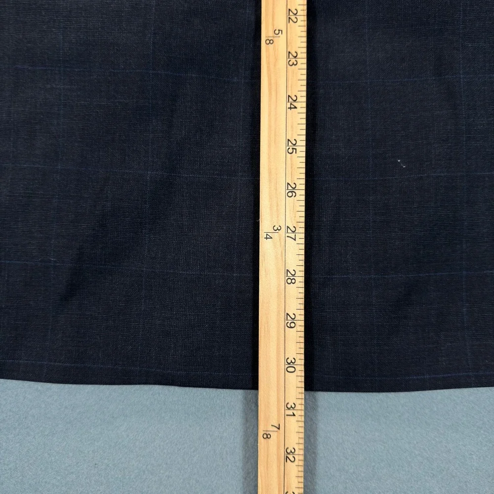 Lauren Ralph Lauren Mens 44R Navy Blue Windowpane‎ 100% Wool Blazer Sport Coat